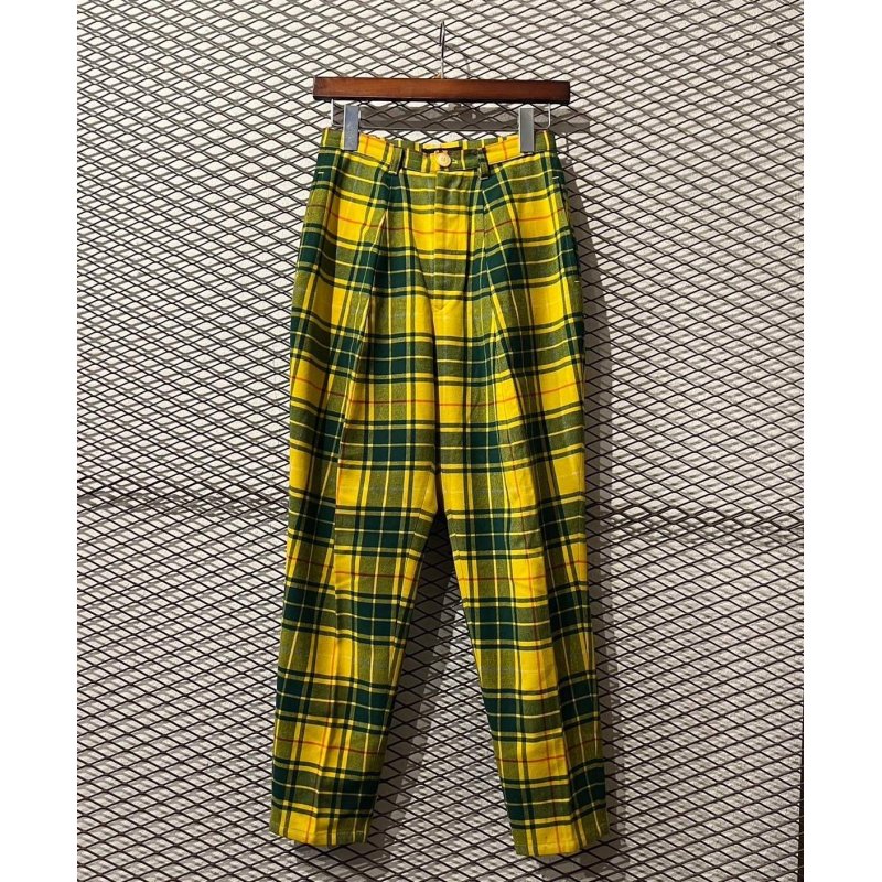 画像1: Y's - 90's 3D Cutting Check Pants (BORO)