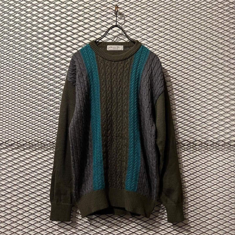 画像1: Christian Dior - 90's Switching Cable knit