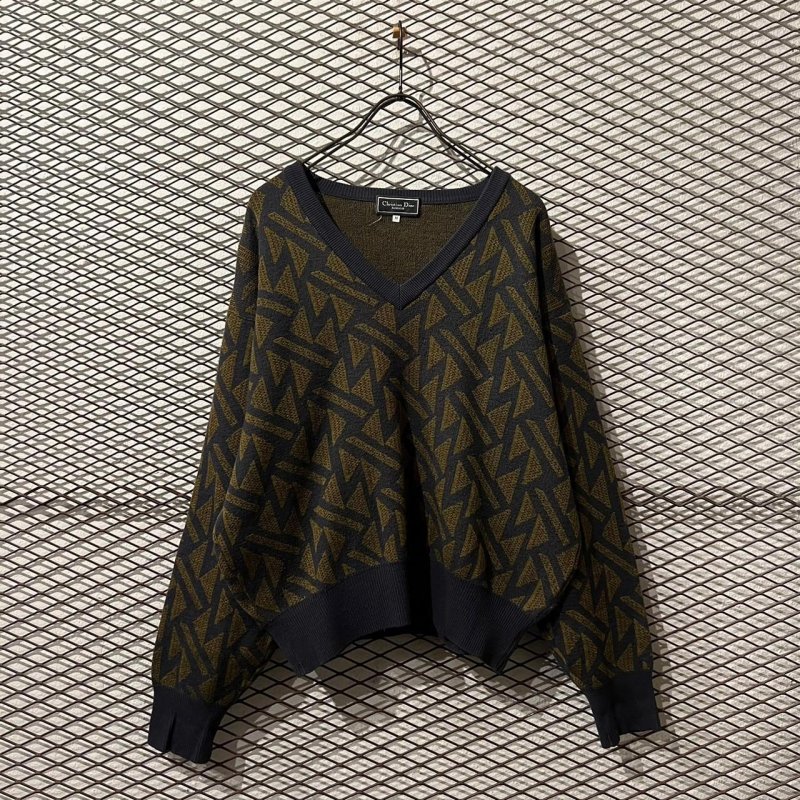 画像1: Chiristian Dior - 90's Geometric V-neck Knit