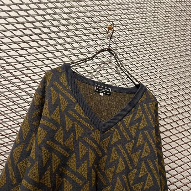 画像2: Chiristian Dior - 90's Geometric V-neck Knit