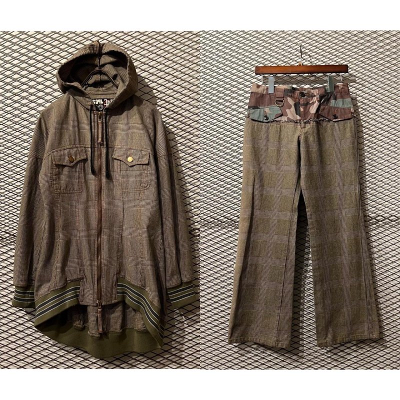 画像1: Jean Paul Gaultier - Check Deformed Hoodie Setup