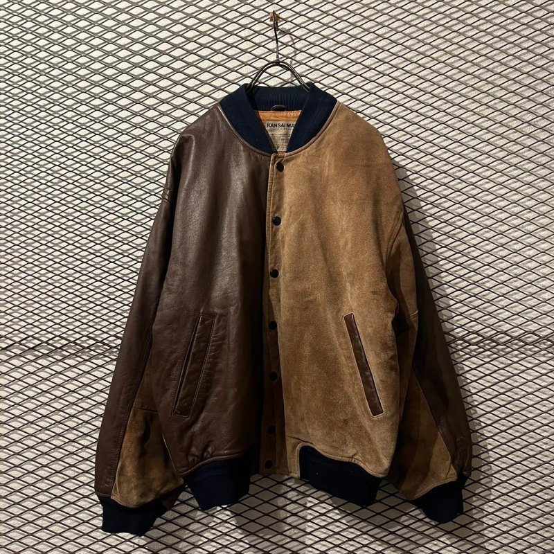 画像2: KANSAI MAN - 90's Cow Leather Switching Jacket