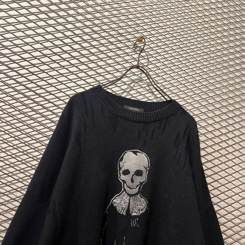 画像2: HYSTERICS - Skull Girl Embroidery Damage Knit