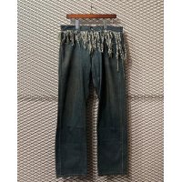 balance wear design - Fringe Docking Wide Denim Pants