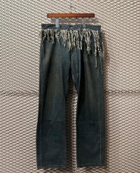 balance wear design - Fringe Docking Wide Denim Pants