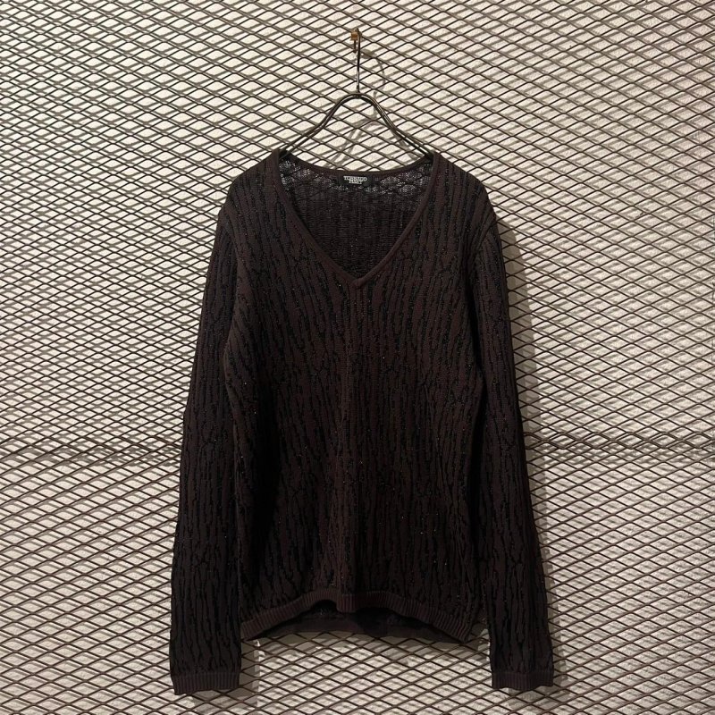 画像1: TORNADO MART - Glitter V-neck Knit