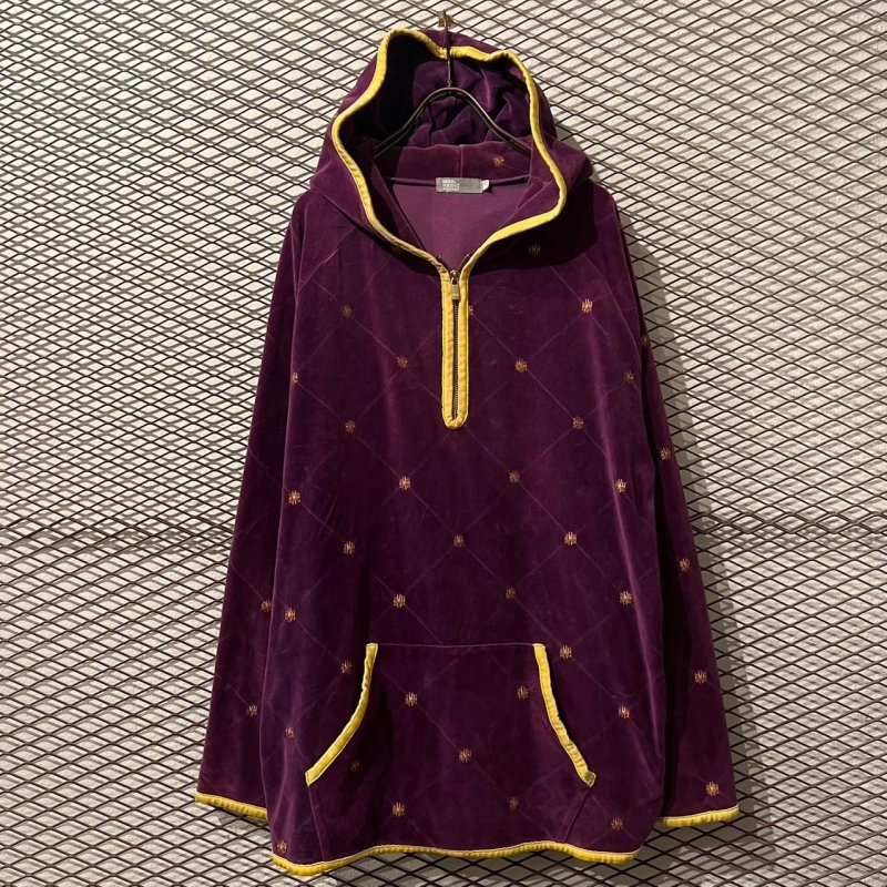 画像1: HECTIC - Velour Half Zip Hoodie