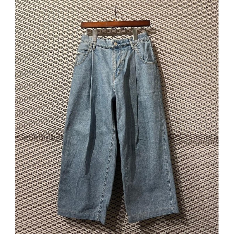 画像1: NEON SIGN - 1-Tuck Easy Wide Denim Pants