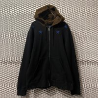 Whiz Limited - "☆" Embroidery Boa Switching Zip-up Hoodie