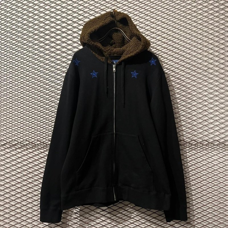 画像1: Whiz Limited - "☆" Embroidery Boa Switching Zip-up Hoodie