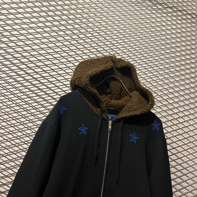 画像2: Whiz Limited - "☆" Embroidery Boa Switching Zip-up Hoodie