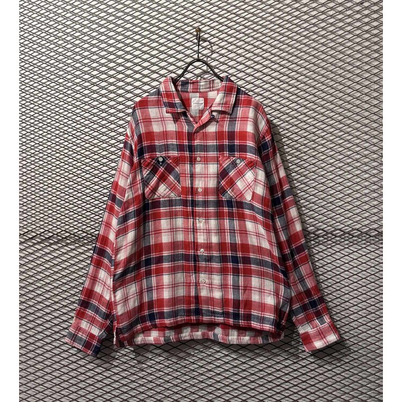 画像1: GOODENOUGH - Check Open Collar Shirt