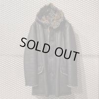 JUN MEN - Fake Leather Hooded Coat