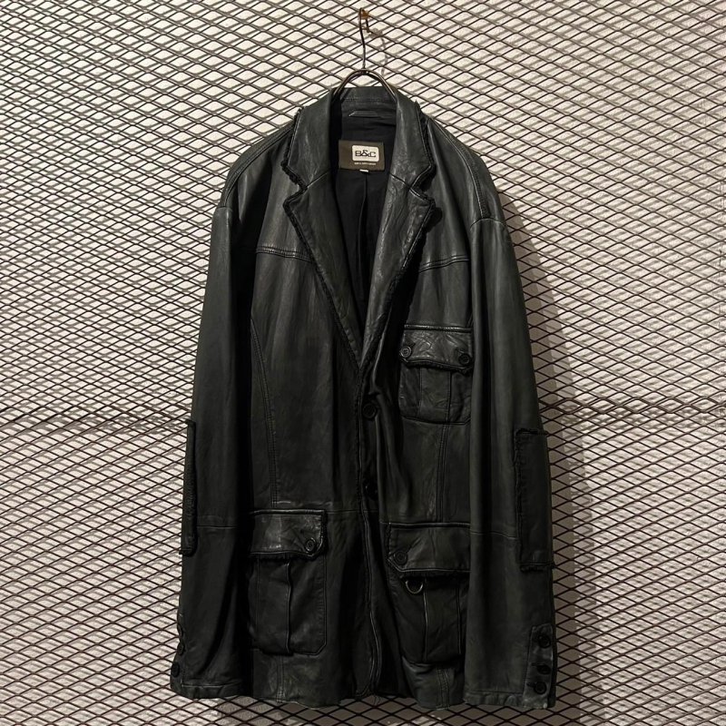 画像1: B&C - 2B Leather Long Tailored Jacket