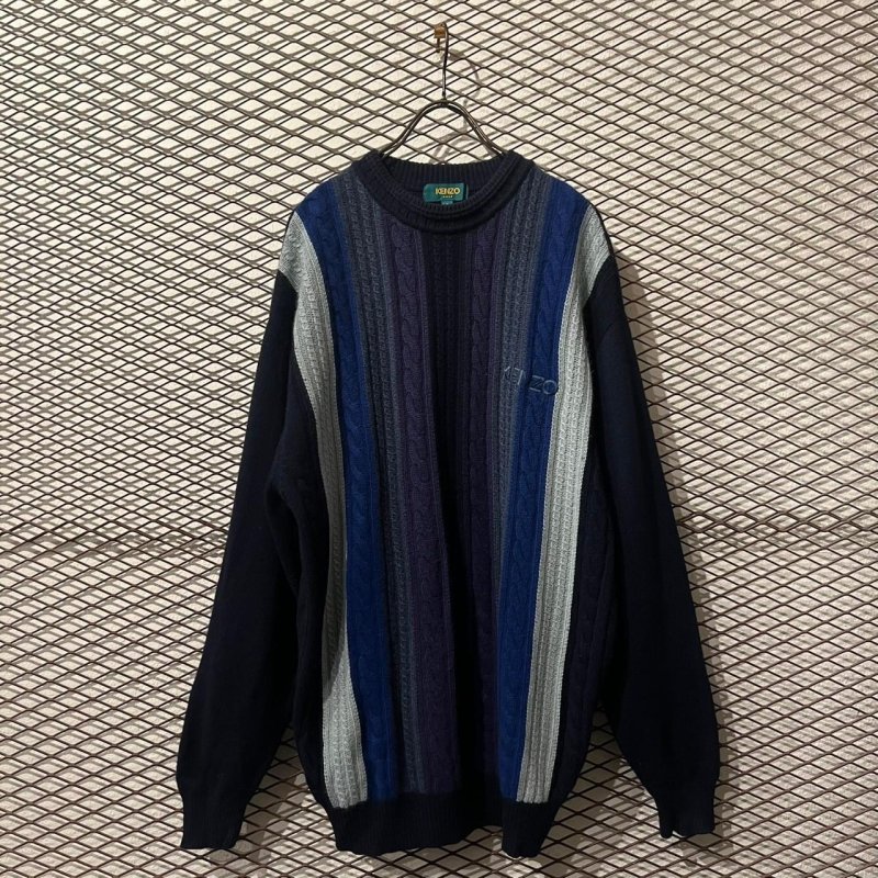 画像1: KENZO GOLF - 90's Gradient Cable Switching Knit