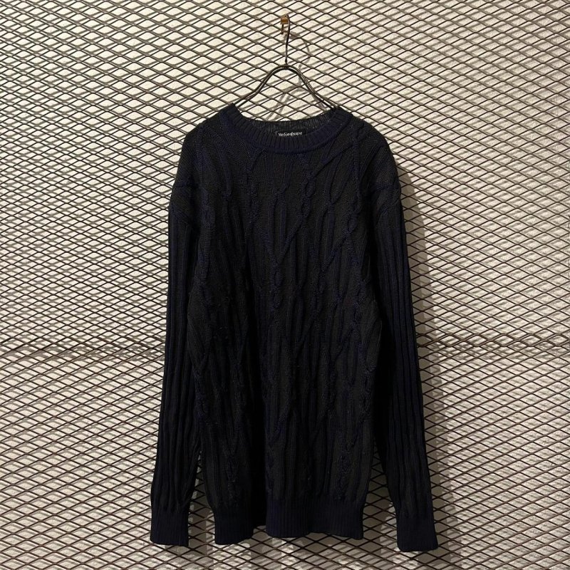 画像1: YVES SAINT LAURENT - 90's Cable Mix Knit