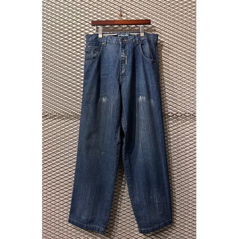 画像1: Pelle Pelle - Scratched Wide Denim Pants