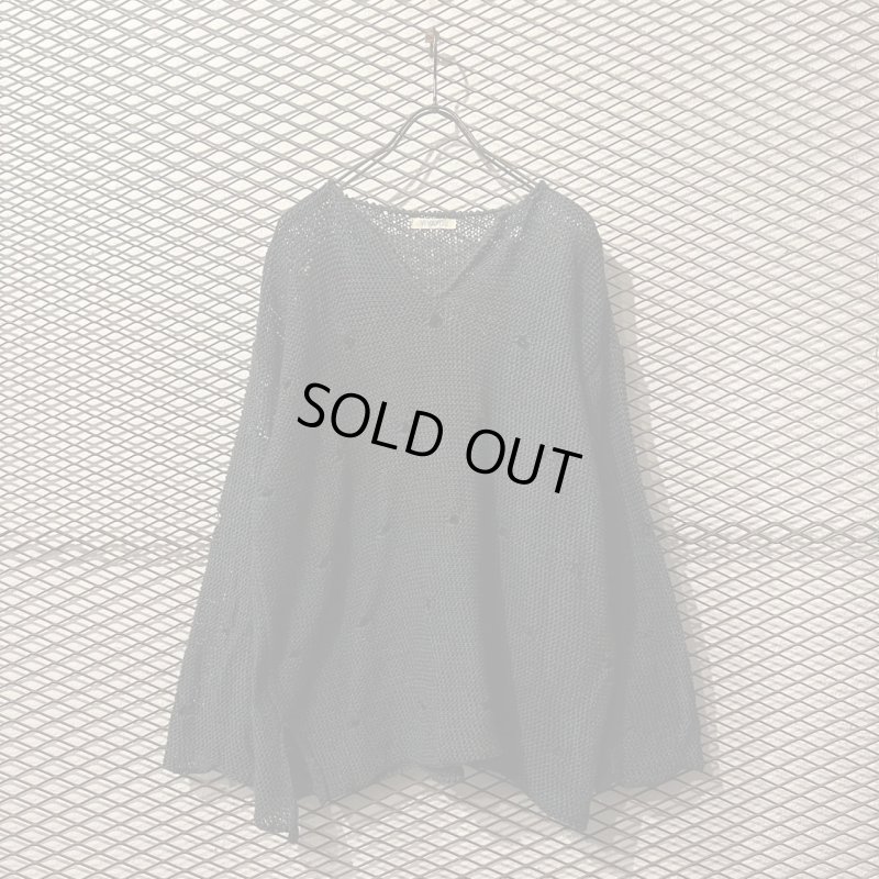 画像1: VIVAYOU - 00's Damaged V-neck Linen Knit