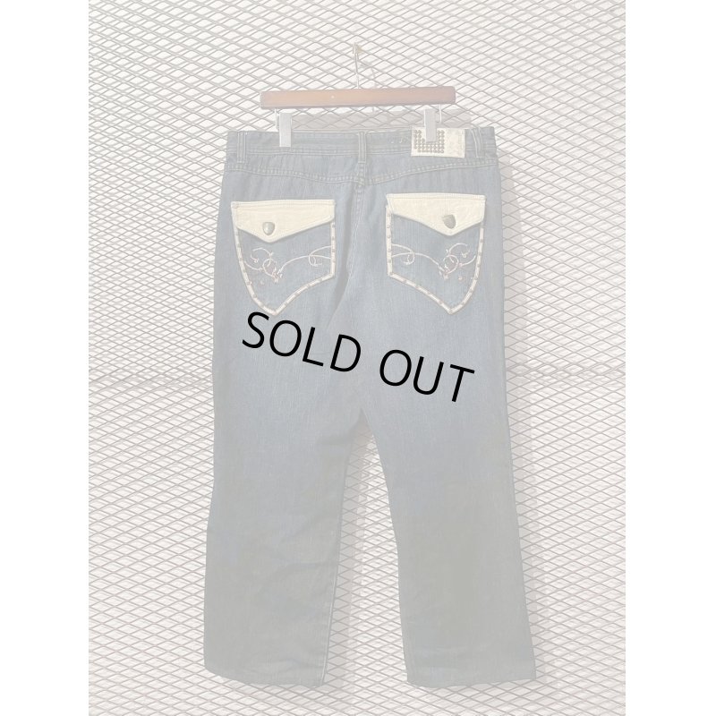 画像1: PELLE PELLE - Stud Decorated Wide Denim Pants