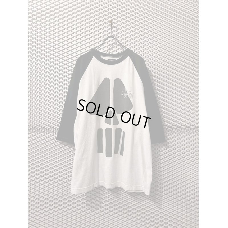 画像1: STUSSY - 90's Skull Raglan Tee