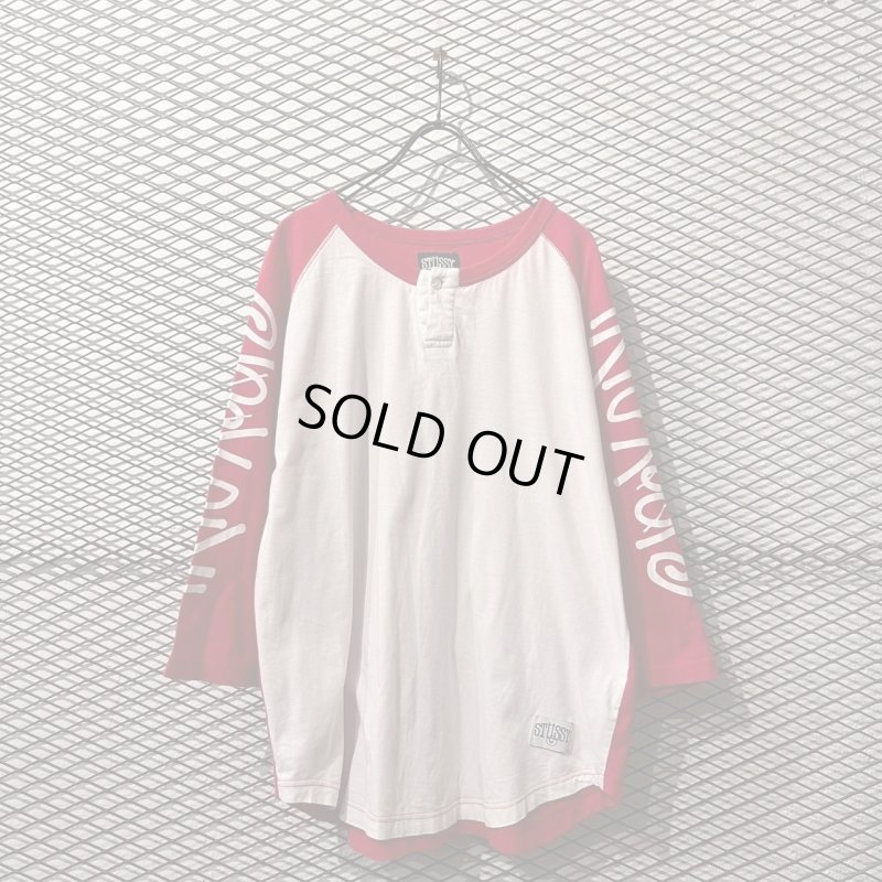 画像1: STUSSY - Henley Neck Raglan Tee