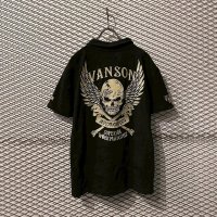 VANSON - Skull Embroidery Crinkled Polo Shirt