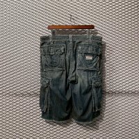 TRUE RELIGION - Thick Stitch Wide Denim Shorts