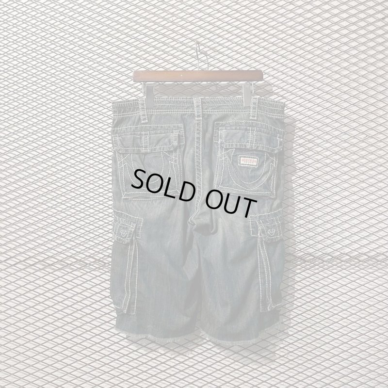 画像1: TRUE RELIGION - Thick Stitch Wide Denim Shorts