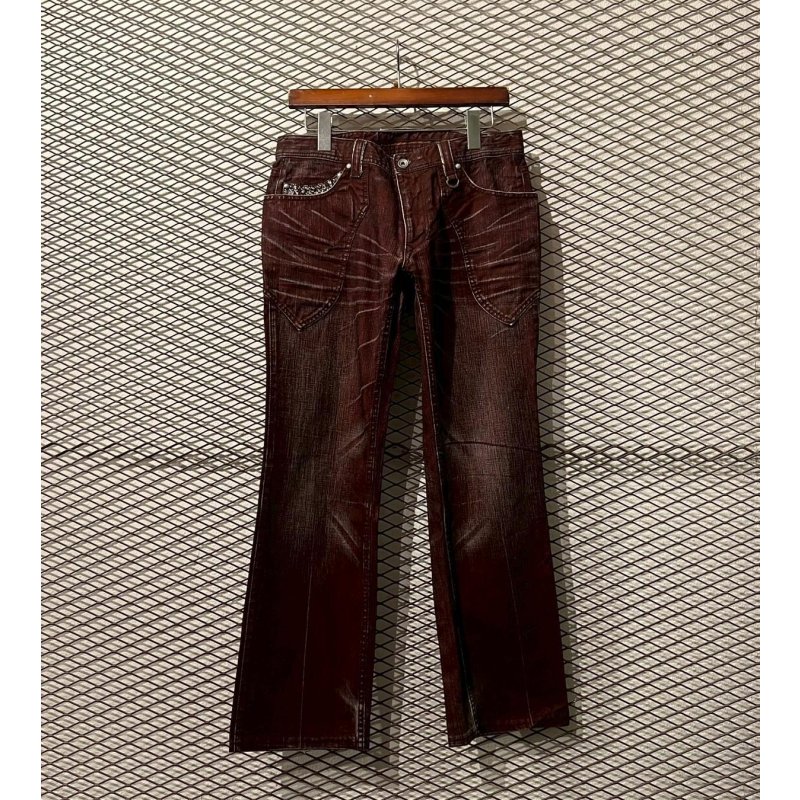 画像1: Used - Snake Switching Flare Denim Pants