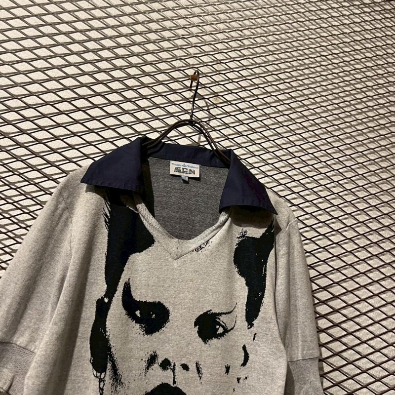 画像2: Vivienne Westwood MAN - 90's Graphic Knit Polo Shirt (Leica)
