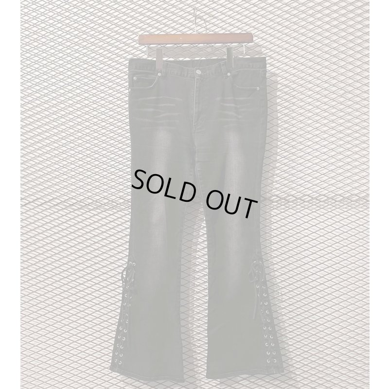 画像1: Used - Lace-up Flared Denim Pants