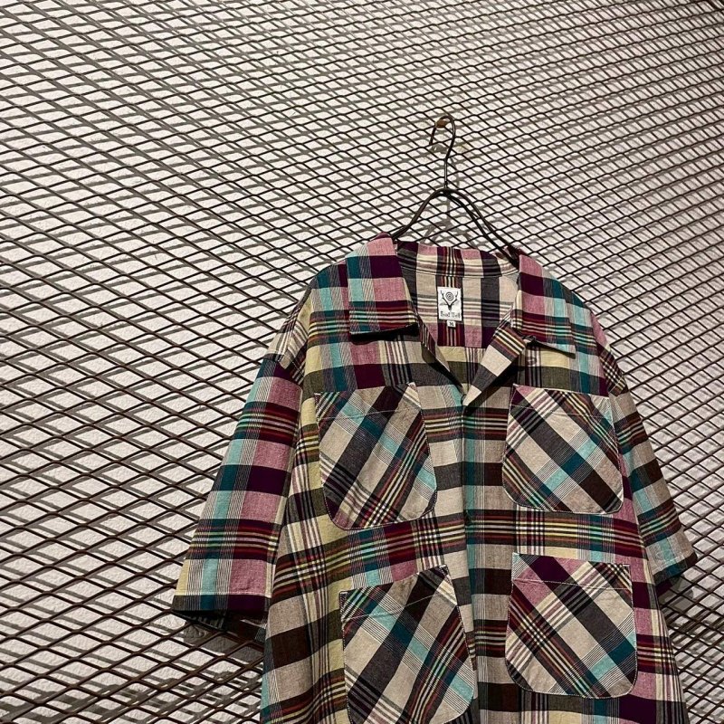 画像2: South2 West8 - 6 Pocket Madras Check Open Collar Shirt