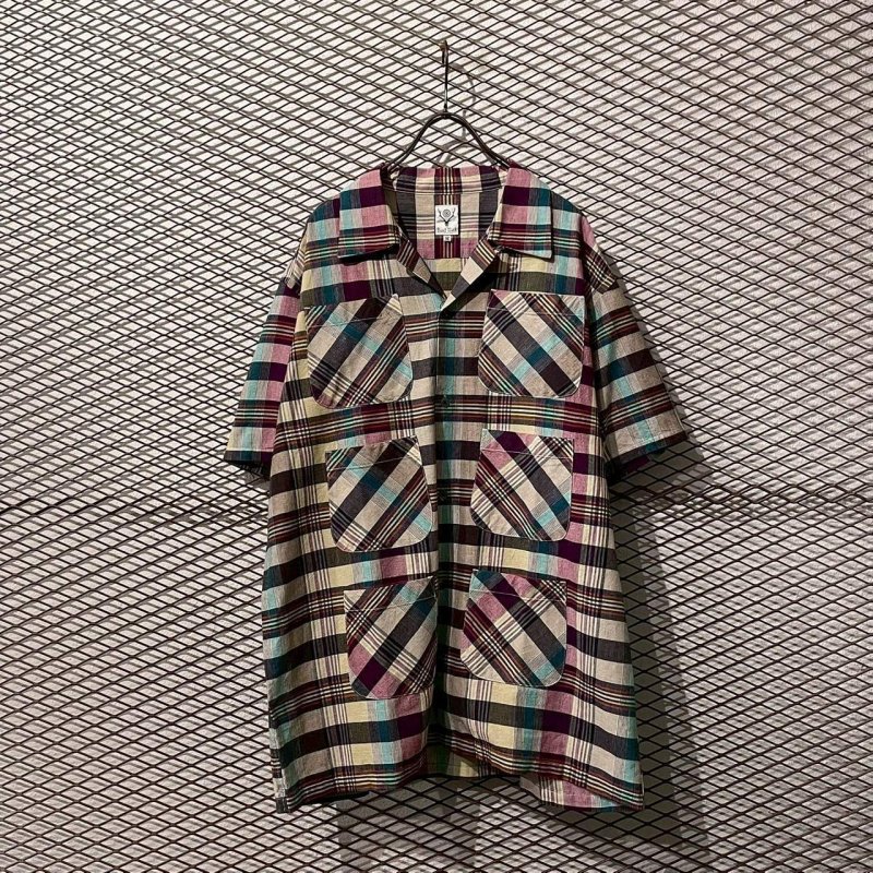 画像1: South2 West8 - 6 Pocket Madras Check Open Collar Shirt