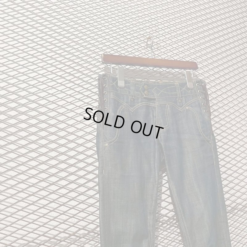 画像2: REVOLVER - 00's Lace-up Flared Denim Pants