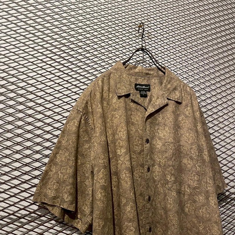 画像2: Eddie Bauer - Paisley Pattern Open Collar Linen S/S Shirt