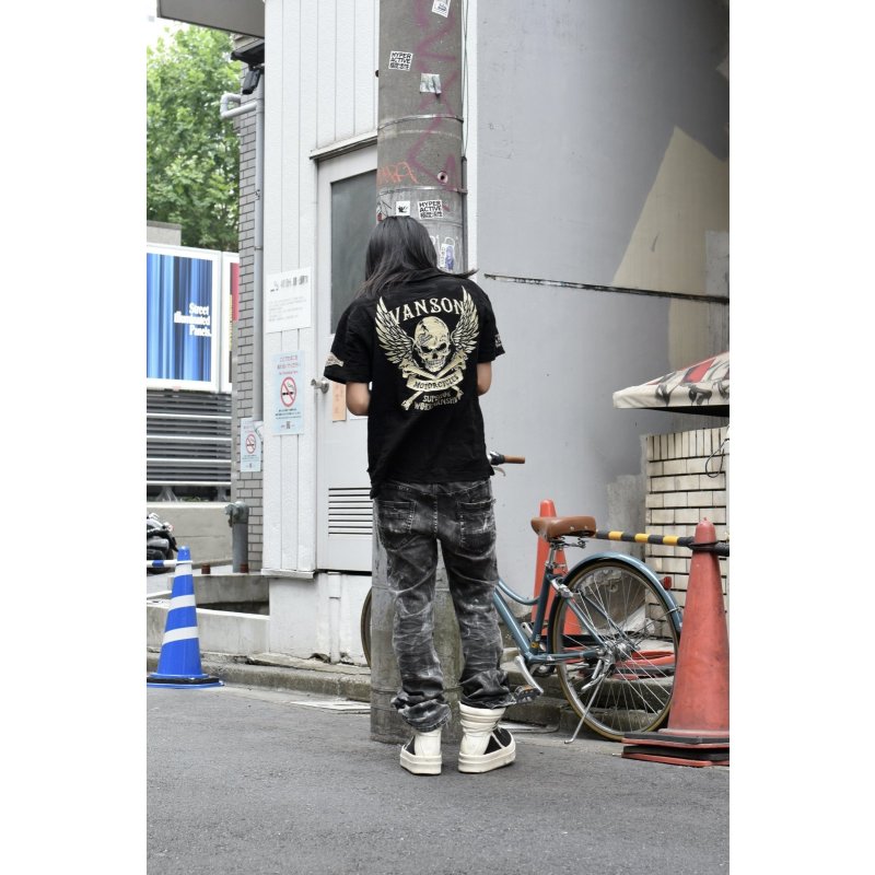 画像2: VANSON - Skull Embroidery Crinkled Polo Shirt
