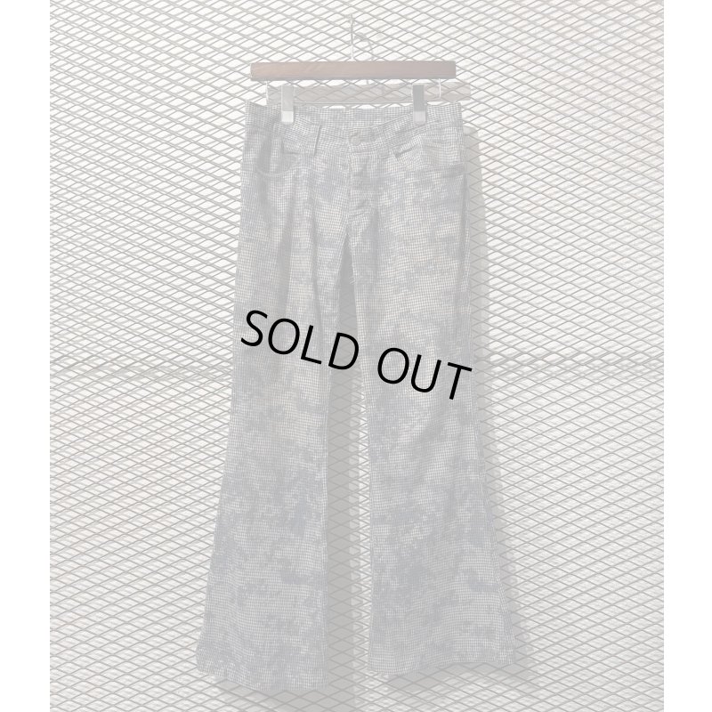 画像1: TORNADO MART - Bleached Check Flared Pants