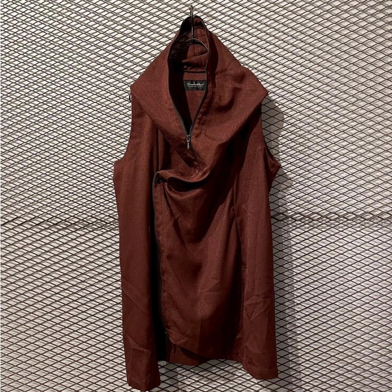 画像1: TORNADO MART - Draped Zip-up Hooded Vest