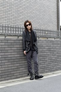 TORNADO MART - Draped Wrap Design Hooded Jacket