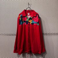 AiE - Floral Switching Corduroy Open Collar Shirt