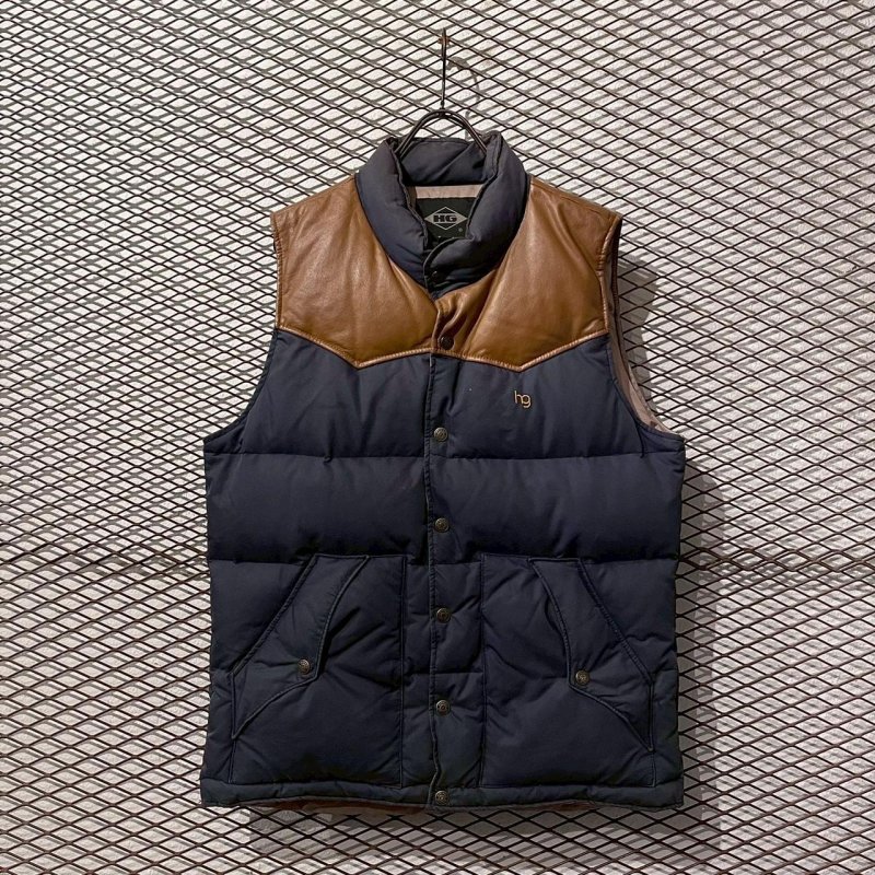 画像1: HYSTERIC GLAMOUR - 00's Leather Switching Down Vest