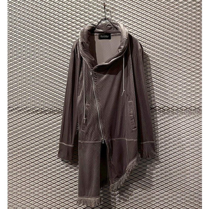 画像1: TORNADO MART - Python＆Fringe Long Velour Hoodie