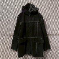 TORNADO MART - Fake Suede Hooded Mouton Coat