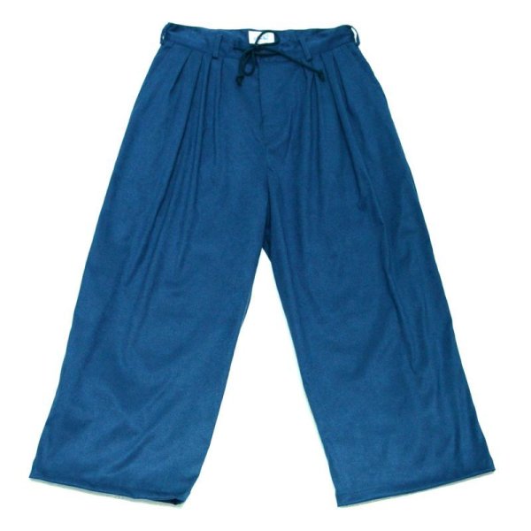 画像1: yotsuba - Fakesuede 4tuck Wide Pants [Blue] (1)