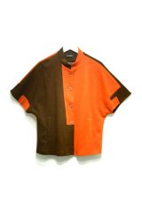 画像: Used - orange / Brown バイカラープルオーバートップス