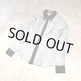 画像: PRADA - light blue シルク切り替え長袖シャツ