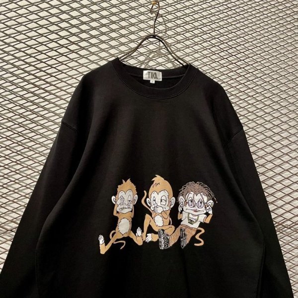画像2: "Three wise monkeys" Pullover Sweat【BLACK】 (2)