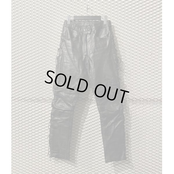 画像1: Used - 80's Lace-up Leather Pants (1)