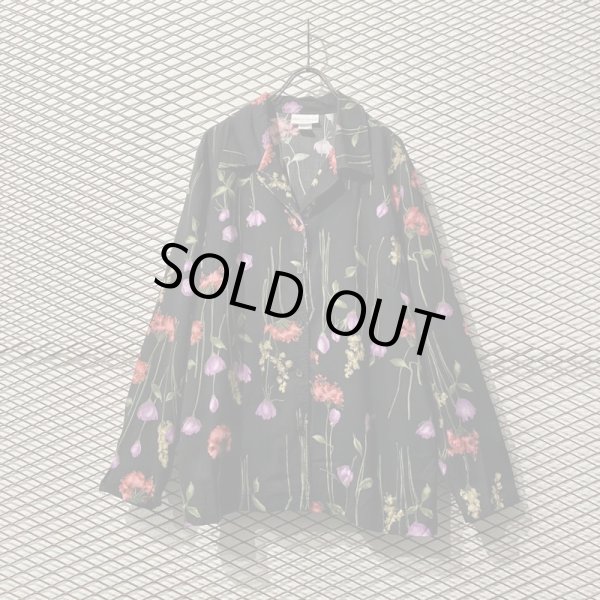 画像1: Used - Flower Open Collar Rayon Shirt (1)