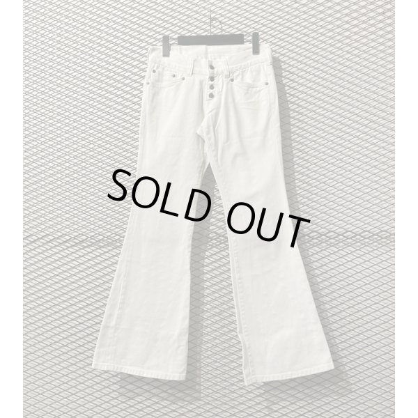 画像1: TORNADO MART - Flare Denim Pants (White) (1)